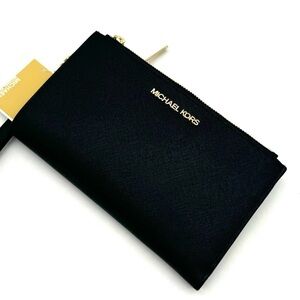 Michael Kors Large Double Zip Wallet Wristlet Black/Gold